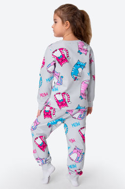 Хлопковая пижама для девочки из футера с начесом Happy Fox  фото 4