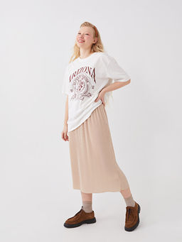 Kad?n Beli Lastikli D?z Pileli Etek