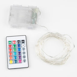ULD-S0500-050/DTB/3AA/RC RGB IP20 DEW Гирлянда светодиодная Роса на батарейках 3AA (не в/к), 5м. 50 светодиодов. RGB свет. Пульт ДУ (в/к). Провод прозрачный. TM Uniel