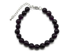 Браслет с шариками кальцита 8мм с замком, цвет фиолетовый темный, 19см
