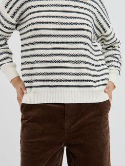 женский джемпер в молочном цвете в черную полоску - Glenfield фото 6