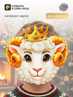 Цена за 10 шт. Маска карнавальная «Барашек в короне»