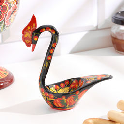 Конфетница дерево «Лебедь»,14×11×7 см, хохлома