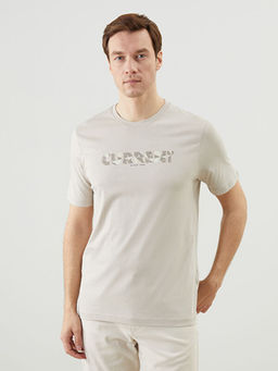 Bisiklet Yaka K?sa Kollu Bask?l? Penye Erkek Ti??rt