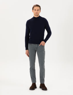 Lacivert Slim Fit Yar_m Bal_k__ Yaka Triko Kazak - Pierre cardin фото 4