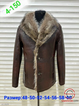 Зимняя мужская кожаная куртка с меховым воротником - Bruno фото 2
