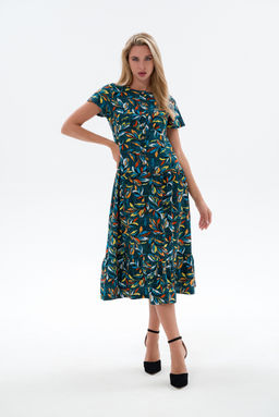 Платье женское из кулирки Кармелита веточка бирюза - Амадэль фото 5