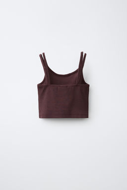 CONJUNTO RIB TOP Y PANTALON STRAIGHT / Marr?n - Zara фото 5