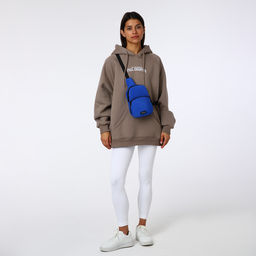 Сумка-слинг на молнии TEXTURA, наружный карман, синяя