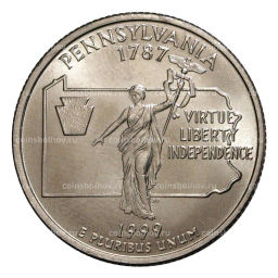 25 центов (1/4 доллара) 1999 года D США Штаты и территории  Пенсильвания