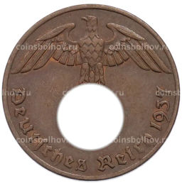 Монета 1 рейхспфенниг 1937 года A Германия
