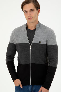 Мужской серый меланжевый трикотажный кардиган Неожиданная скидка в корзине - U.s. polo assn фото 3