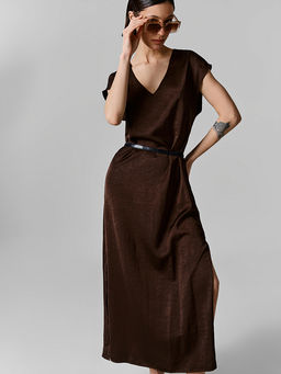 Платье макси женское коричневое - Mark formelle фото 4