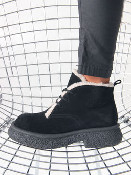 Ботинки 308.агатаbl. черный замша/Шерсть