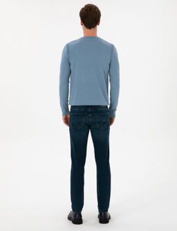 Petrol Slim Fit Pamuk Kar___ml_ Jean Pantolon