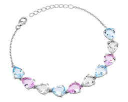 Браслет, зеленый аметист , морганит , топаз, Красота