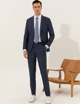 Lacivert Slim Fit Tak_m Elbise - Cacharel фото 3