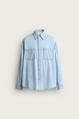 CAMISA DENIM LIGERO LAVADO / Azul claro - Zara фото 6