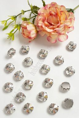 Стразы пришивные 12 мм "Круг" (20 шт) SF-3706, серебро №1