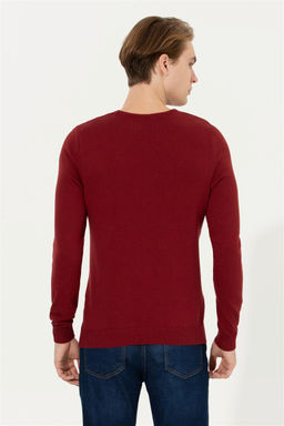 Мужской вязаный свитер вишневого цвета - U.s. polo assn фото 12