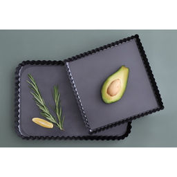 Форма для выпечки Доляна «Жаклин. Рифлёный квадрат», 21×2,5 см, съёмное дно, антипригарное покрытие, цвет чёрный