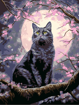 ФРЕЯ PNB/PM-323 Набор для раскрашивания по номерам 40 х 30 см Черный кот в лунной ночи