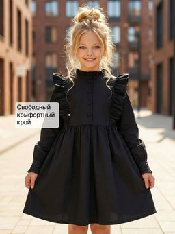 Платье черное нарядное для девочки 33-24251 черный - Mini maxi фото 36