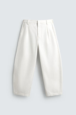PANTAL?N CHINO DENIM BARREL FIT PLIEGUES / Blanco - Zara фото 7