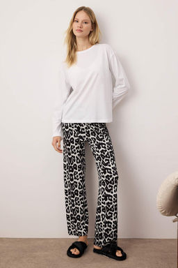 Trendyolmilla Siyah Leopar Desenli Orme Pijama Tak?m? THMAW25PT00100  фото 14