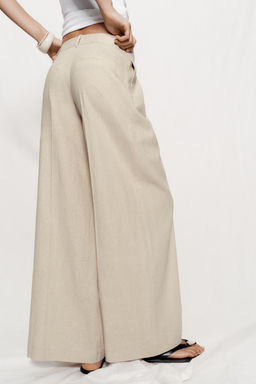 PANTAL?N ANCHO CON LINO / Beige claro - Zara фото 7