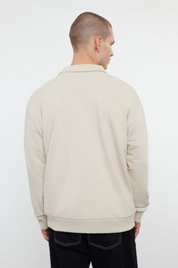 TRENDYOL MAN Siyah Oversize/Genis Kesim Yaz? Bask?l? Polo Yaka Sweathisrt TMNAW25SW00019 - Trendyolmilla фото 8