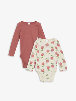 Bisiklet Yaka Uzun Kollu ?i?ekli K?z Bebek ??t??tl? Body 2li