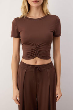 Kahverengi Buzgu Detayl? Micro Spor Orme Ust/Bluz THMAW26BZ00007 - Trendyolmilla фото 3