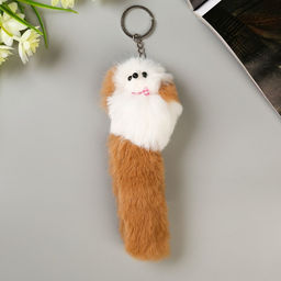 Цена за 4 шт. Брелок для ключей на кольце Пушистик. Пудель с цветными ушками и хвостом и бантиком, на сумку, рюкзак, 18.5?6?5 см, МИКС