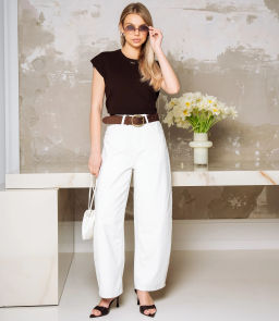 Джинсы #КТ6908 (1), молочный