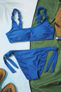 TRENDYOLMILLA Mavi U Yaka Buzgulu Bikini Ustu TBESS25BU00027  фото 14