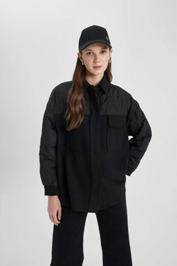 Стеганый бомбер с принтом - Defacto фото 3