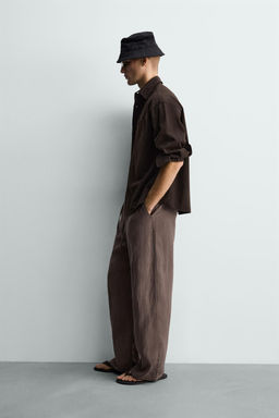 PANTAL?N RELAXED FIT 100% LINO / Marr?n / Topo