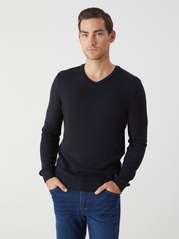 V Yaka Uzun Kollu Erkek Triko Kazak