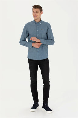 Мужская голубая рубашка с длинным рукавом - U.s. polo assn фото 2