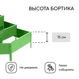 Клумба оцинкованная, 3 яруса, d=60–100–140 см, высота бортика 45 см, зелёная, Greengo