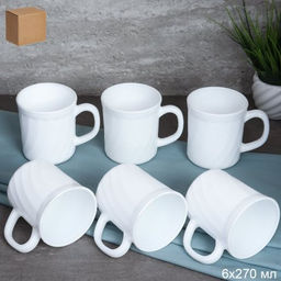 Набор кружек 6 штук 270 мл 9 см белая А / XCB250YF white /уп 4/