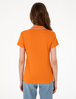 Turuncu Slim Fit Basic Ti__rt