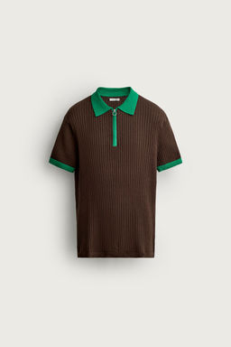 POLO PUNTO COLOR BLOCK CREMALLERA / Marr?n - Zara фото 7