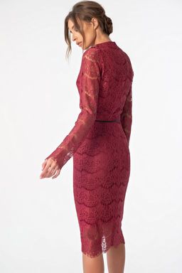 Платье кружевное приталенное миди - Fly фото 8