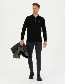 Siyah Regular Fit Sweatshirt - Pierre cardin фото 3