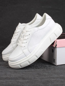 05-PDE35-1 WHITE Кроссовки женские (натуральная кожа)