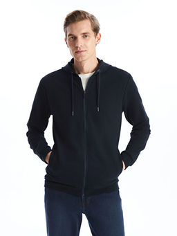 Kap??onlu Uzun Kollu Erkek Fermuarl? Sweatshirt