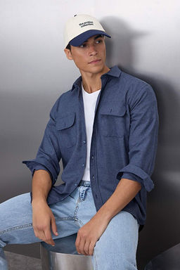Indigo Regular Fit _ift Cep Kapakl_ Dokulu K__l_k Ceket G_mlek TMNAW22GO0350 - Trendyolmilla фото 2