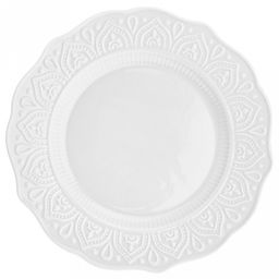 Тарелка мелкая фарфоровая "Анталия" д196мм h20мм, белый, рельефный декор, волнистый край (Китай)